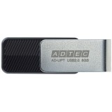 【即日出荷】USB2.0 回転式フラッシュメモリ 8GB AD-UPT ブラック ADTEC AD-UPTB8G-U2