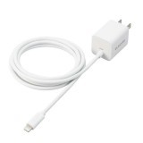 【代引不可】USB Type-C 充電器 ホワイト PD 対応 20W ライトニングケーブル 一体型 1.5m iPhone iPad 他対応 スイングプラグ 小型 軽量 ACアダプター コンセント エレコム MPA-ACLP05WH