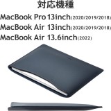 【即納】【代引不可】MacBookPro/Air 13インチ 13.6インチ ( M2 2022 M1 2020 2019 2018 ) 用 パソコン ケース カバー スリーブタイプ ソフトレザー 内側起毛素材 スリム ネイビー エレコム BM-IBSVM2213NV
