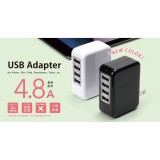 USB電源アダプタ4ポート 4.8A合計出力 　ブラック PGA PG-UAC48A02BK