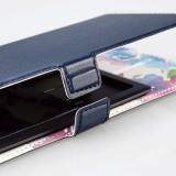 【代引不可】スマートフォン マルチカバー Lサイズ 汎用ケース フラワープリント 手帳型 薄型 軽量 サイドマグネット カードポケット スタンド機能 エレコム P-05PLFUSJ