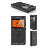 ラジオ アラーム時計機能搭載 AM FM デジタルチューナー スピーカー500mW FMワイドバンド対応 乾電池式 ネックストラップ付 ブラック WINTECH DMR-C500