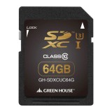 SDXCメモリーカード UHSスピードクラス3対応 64GB 高速 SDXCカード ハードケース・INDEXシール付 グリーンハウス GH-SDXCUC64G