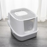 【沖縄・離島配送不可】ツードア猫用トイレ 天窓付き 消臭活性炭フィルター 丸洗い可 SunRuck SR-TCT01-GY