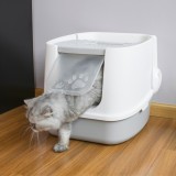 【沖縄・離島配送不可】ツードア猫用トイレ 天窓付き 消臭活性炭フィルター 丸洗い可 SunRuck SR-TCT01-GY