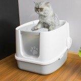 【沖縄・離島配送不可】ツードア猫用トイレ 天窓付き 消臭活性炭フィルター 丸洗い可 SunRuck SR-TCT01-GY