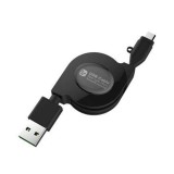 USB充電&同期ケーブル リール式 70cm microUSBコネクタのスマートフォンやタブレットをパソコン等のUSB端子から充電する Wリバーシブル ブラック カシムラ AJ-516