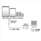 【即納】【代引不可】ライトニングケーブル 2m USBケーブル データ通信 充電 iPhone iPod iPad MFi認証 ホワイト サンワサプライ KB-IPLT20K2W