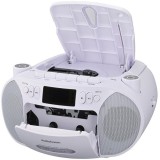 CDラジオカセットレコーダー 口径56mmスピーカー2基 2電源 AC100V、単2形×6本使用 ワイドFM 11W ホワイト  OHM RCD-320N-W
