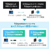 【即納】【代引不可】USB3.2-LAN変換アダプタ 2.5Gbps対応 高速転送 ケーブル一体式 16cm LANケーブル用 USBコンバータ サンワサプライ USB-CVLAN5BK