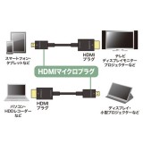 【即納】【代引不可】イーサネット対応 ハイスピードHDMIマイクロケーブル ブラック 2m 4K/30Hz・フルHD対応のデジカメやタブレットに サンワサプライ KM-HD23-20K