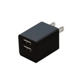 ゲーム用 AC充電器 キューブ型 2ポート USB-AC充電器 2.4A 急速充電 スイングプラグ コンパクト 便利 ブラック アローン ALG-GU2.4K