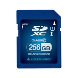 SDXCメモリーカード UHS-I クラス10 256GB 高速 SDXCカード ハードケース・INDEXシール付 グリーンハウス GH-SDXCUB256G