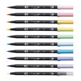 デュアルブラッシュペン ABT 10色セット パステル 筆ペン 細ペン ツインタイプ グラフィックマーカー アートペン トンボ鉛筆 AB-T10CPA