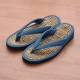 【代引不可】草履 女性用 レディース 婦人用 紳士用 メンズ 男性用 約26cm 室内履き ルームシューズ 外履き 外用 屋外 さらっと 吸湿 消臭 ムレにくい 高耐久性 七島い草 サブレ ブルー IKEHIKO 2504629