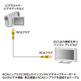 【代引不可】ビデオケーブル RCAピンプラグ（黄）  AV機器 PC TV ディスプレイ 周辺機器 アクセサリー 10ｍ サンワサプライ KM-V6-100K3