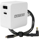 AC充電器 Power Delivery対応 GaN 65W USB Type-A 1ポート Type-C 1ポート ホワイト & Panasonic レッツノート用充電ケーブルセット ADTEC APD-A065AC-wP3-WH