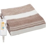 電気敷毛布 化繊しき毛布 おはようおやすみタイマー付 130×80cm 40W ブラウンボーダー 広電 CWS403B-BG