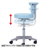 【代引不可】メディカルチェア ブルー 背もたれにも肘かけにもなる2WAY肘を装備 病院向けのビニールレザー張りの丸椅子 サンワサプライ SNC-HP3VBL2