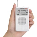DSPポケットラジオ AM、FM、ワイドFM モノラル受信 イヤホン付属 単4形×2本使用 ホワイト  OHM RAD-P338S-W
