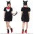 HW ふわもこアニマル ブラックキャット コスチューム レディースサイズ 女性 ハロウィン コスプレ 衣装 仮装 変装 黒猫 キャット ねこ 耳しっぽ付き ワンピース クリアストーン 4580136528259