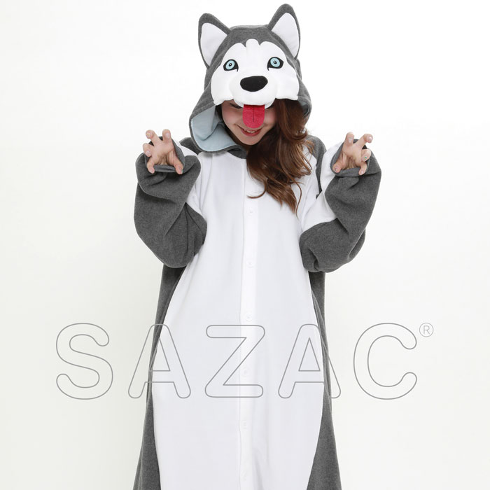 シベリアンハスキー フリース着ぐるみ 犬 パジャマ 部屋着 コスプレ コスチューム 衣装 仮装 変装 大人サイズ 男女