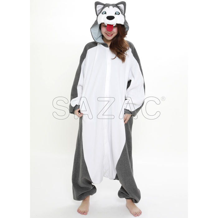 シベリアンハスキー フリース着ぐるみ 犬 パジャマ 部屋着 コスプレ コスチューム 衣装 仮装 変装 大人サイズ 男女