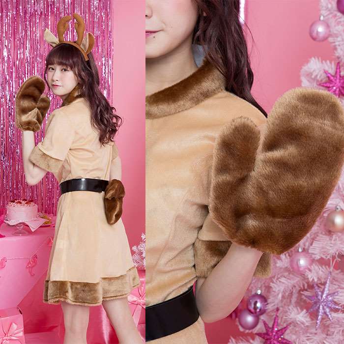 Xm キャンディトナカイ トナカイ ワンピース レディース コスチューム クリスマス Christmas Xmas コスプレ 衣装 クリアストーン