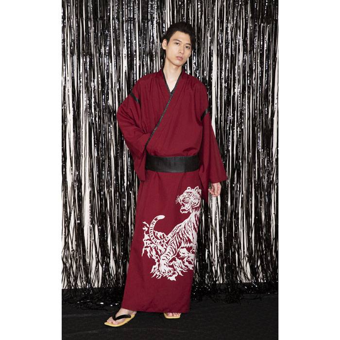 花鳥風月 着物 虎 紅 帯 セット 和装 和服 コスプレ コスチューム 衣装 仮装 変装 メンズサイズ