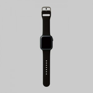 【代引不可】Apple Watch 45/44/42mm シリコンバンド 耐衝撃 アップルウォッチバンド 柔らかい装着感 シンプル おしゃれ ブラック エレコム AW-45BDSCBK