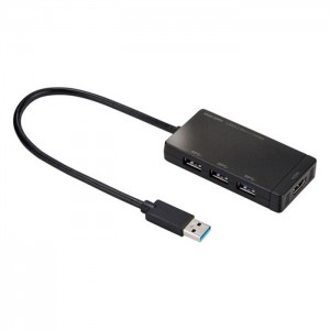 【即納】【代引不可】USBハブ HDMIポート搭載 USB3.2 Gen1(USB3.1/USB3.0) 3ポートハブ  バスパワー 小型 モバイルタイプ サンワサプライ USB-3H332BK
