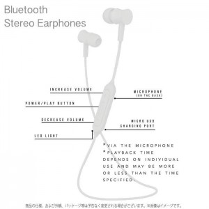 イヤホン Bluetoothイヤホン ブルートゥース ステレオイヤホン Bluetooth ステレオ イヤホン リモコン ワイヤレス接続 通話 再生 グルマンディーズ BTP-01