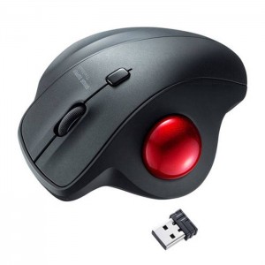 【代引不可】ワイヤレストラックボール マウス 3ボタン 2.4GHz エルゴマウス 静音スイッチ 親指操作タイプ ブラック サンワサプライ MA-WTB129BK
